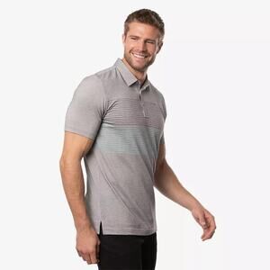 EUC Travis Mathew Silent Nights Large Gray Striped Golf Polo
